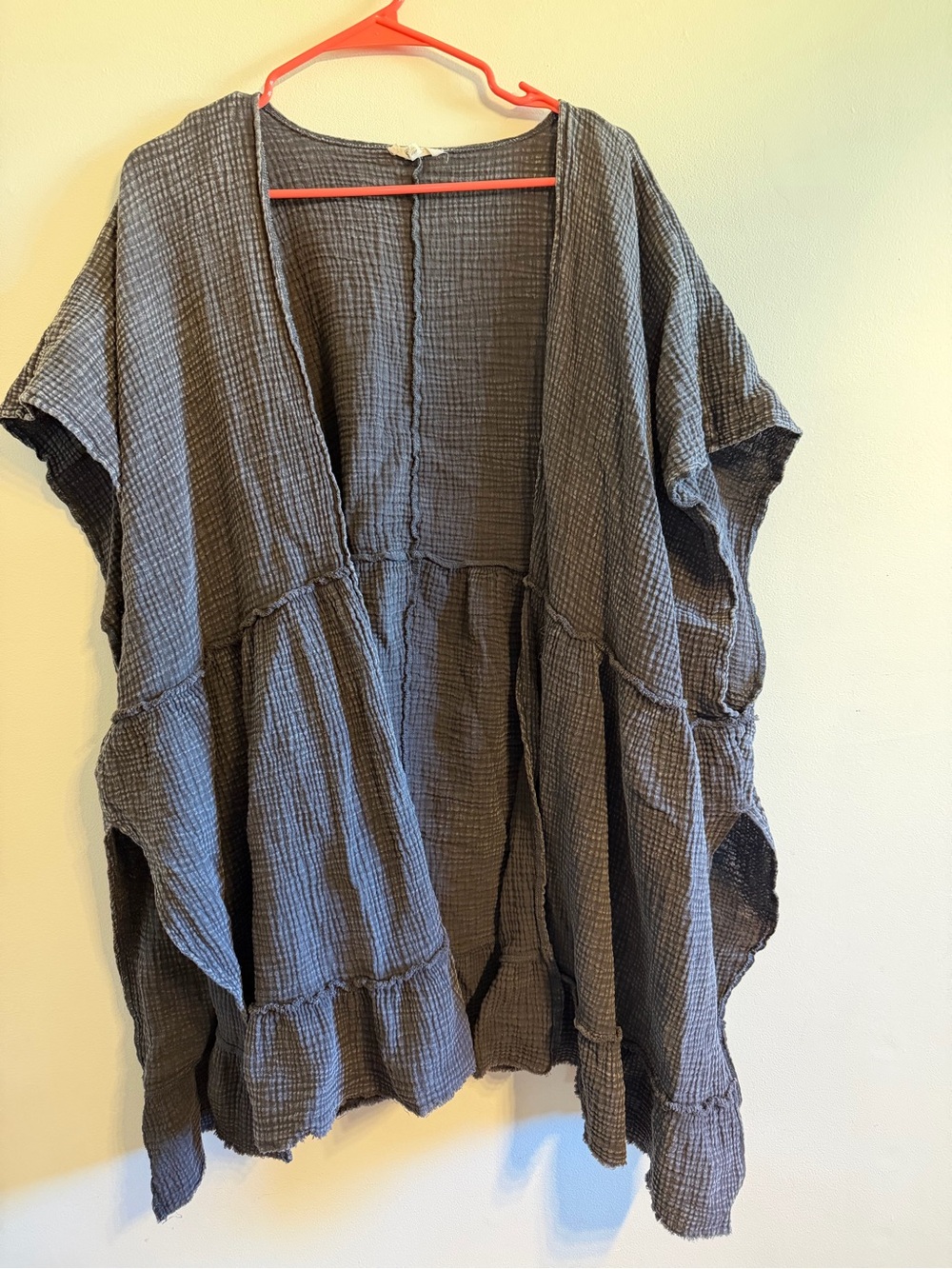Relaxed Women's Gauze Kimono Top - Charcoal women’s plus size 2X